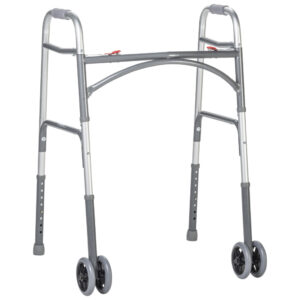 Bariatric Aluminum Two Button Folding Walker with Wheels